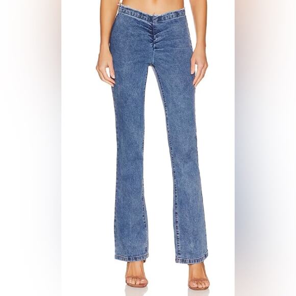 Superdown Women's Isabella Ruched Jean Blue Medium Wash Size 27 - Picture 1 of 9